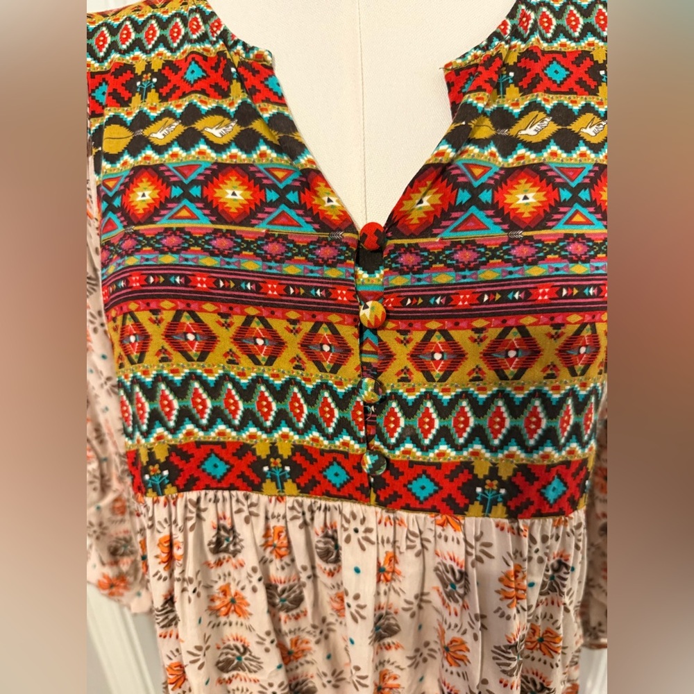 Umgee Colorful Aztec Print Mini Dress - Picture 2 of 11